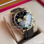 High Replica Rolex Daytona Men Black Face Black Rubber Strap Watch 43 mm